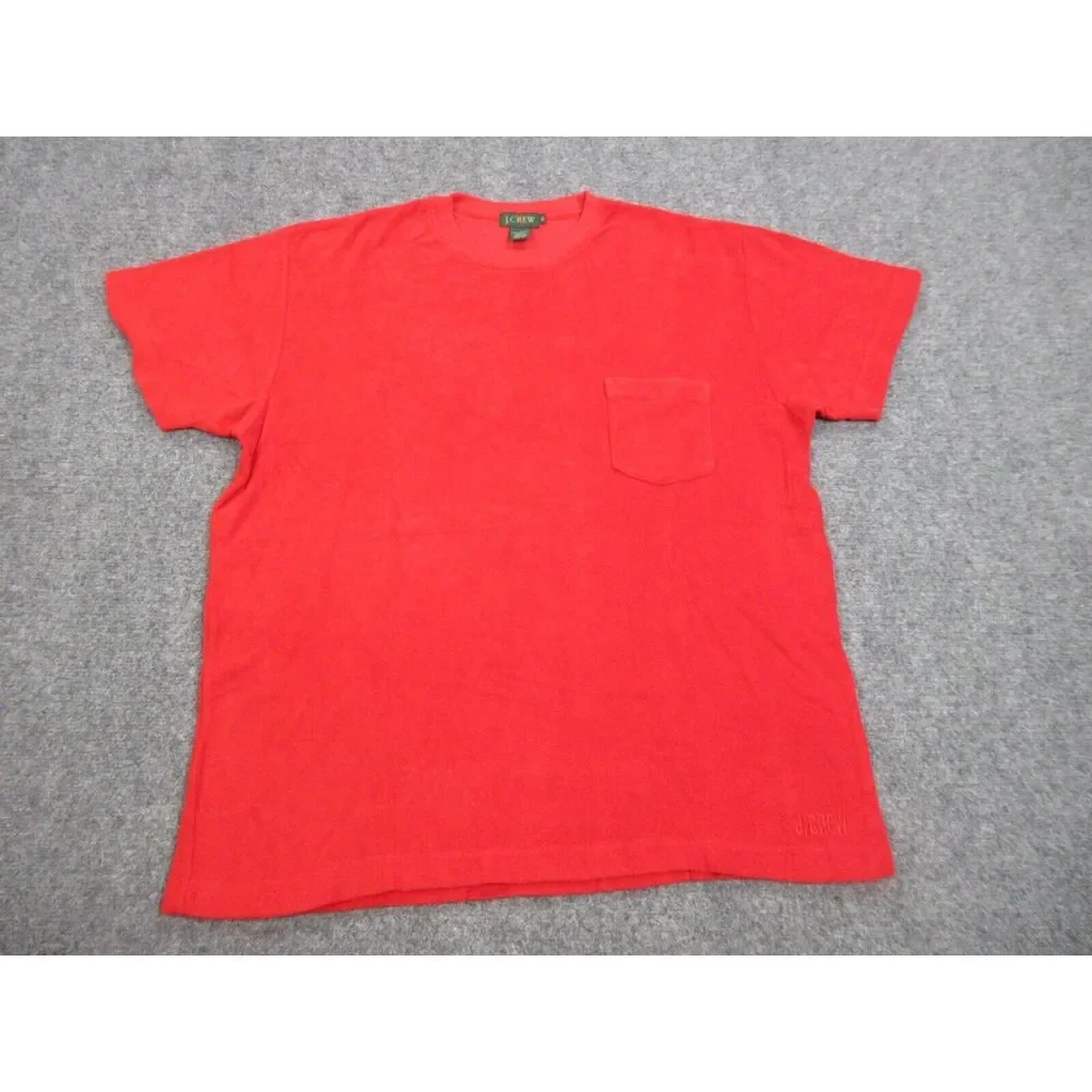 VINTAGE J Crew Shirt Mens‎ Extra Large Red Terry Cloth Oarsman Casual Pocket